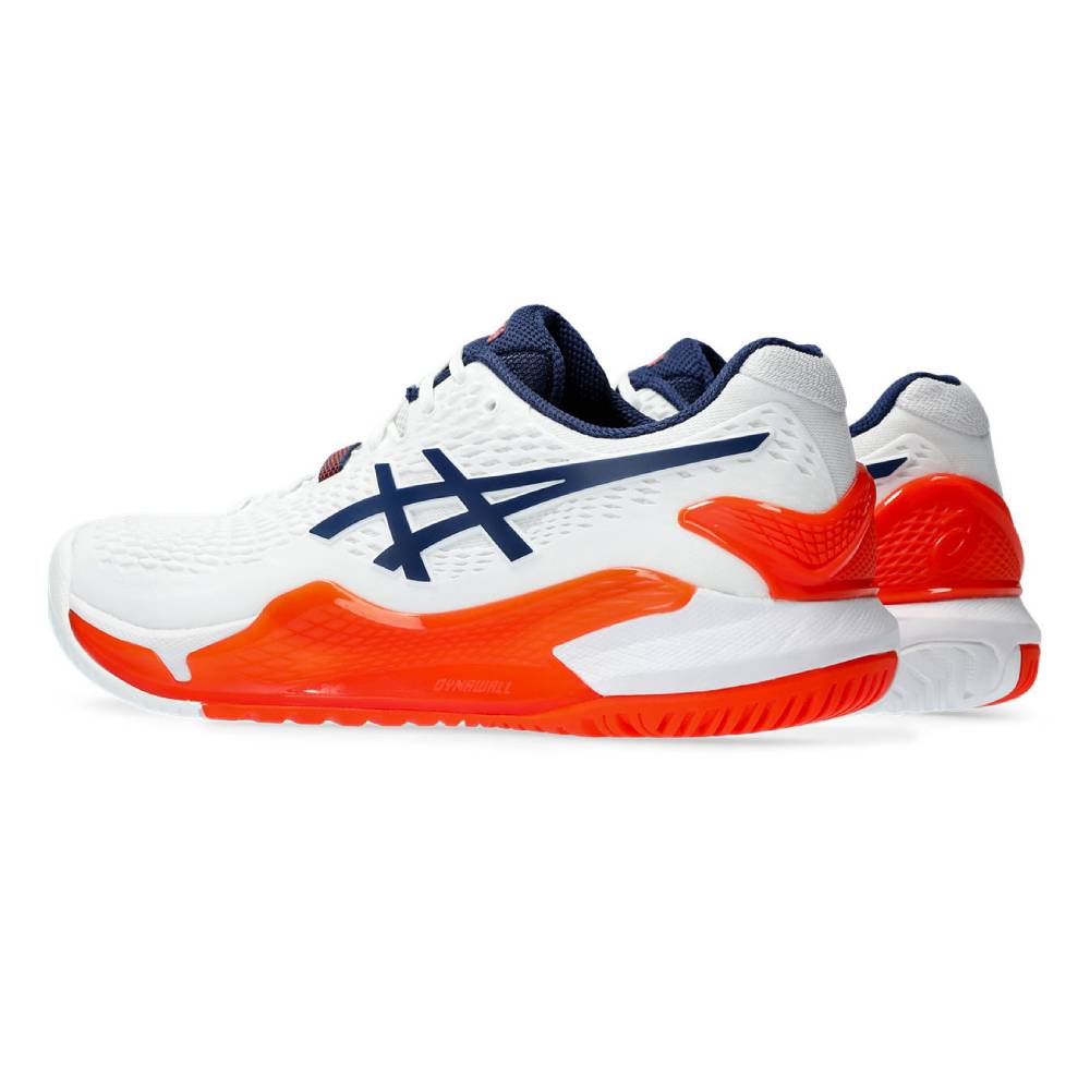 Asics Gel Resolution 9 Men's Tennis Shoe (White/Blue/Orange)