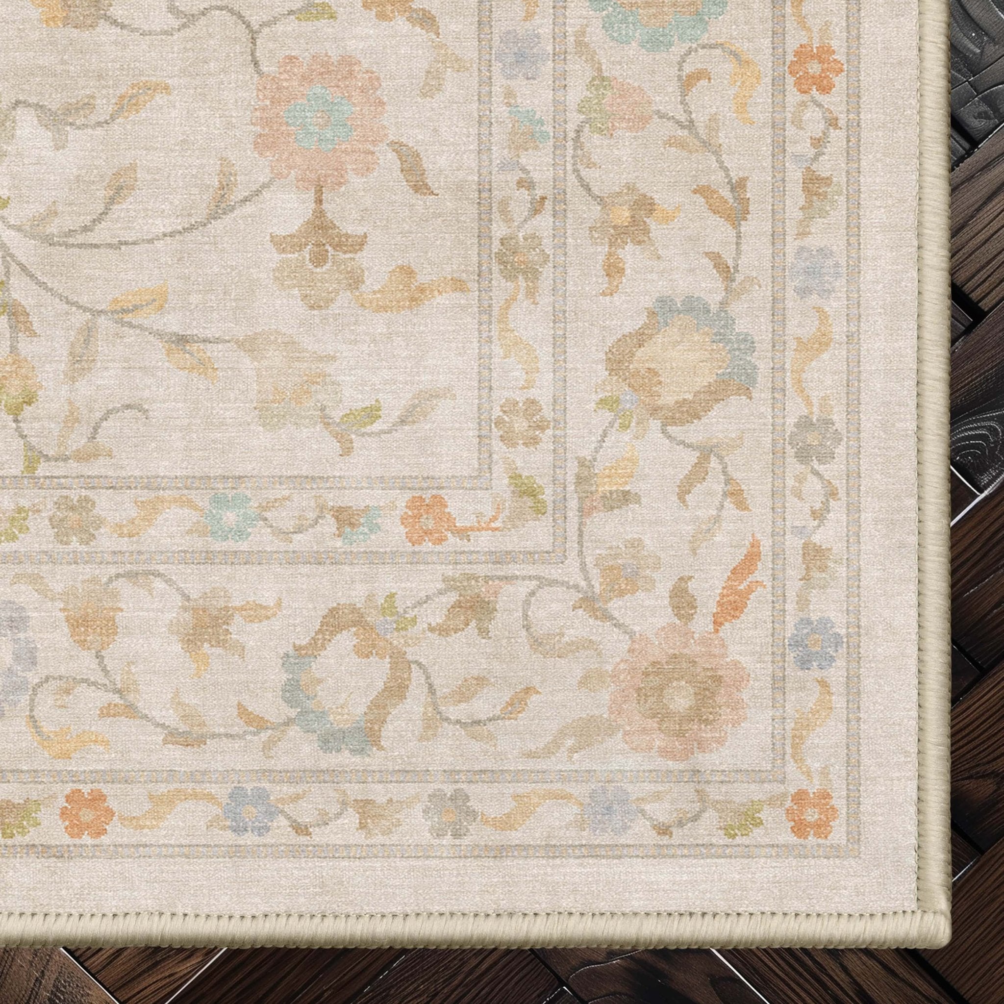 Venice Hereke Floral Botanical Rug – Easy Clean, Stylish Elegant Design、mySite、gigharbornorthrealestate