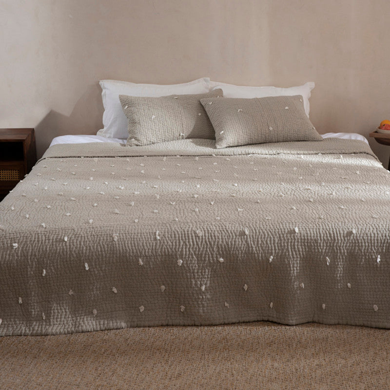 Cotton Bedspread with Pillow Covers | Beige | Set of 3、mySite、camillekostekn