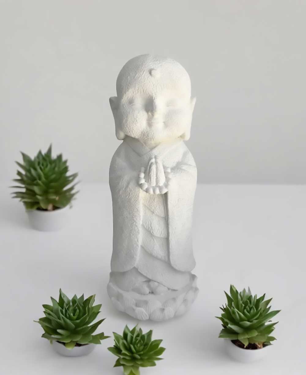 Tranquil Jizo Statue in Natural White Sandstone Finish、mySite、topwebapps
