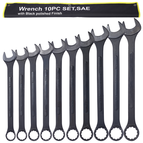 Jumbo Combination Wrench Set extra large, Metric, 11-piece, 34 to 50mm,Black Oxide, with Pouch、、eastwooduniform
