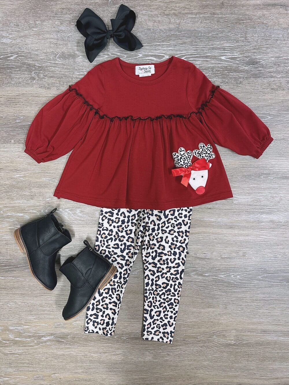 Red Nosed Reindeer Tunic & Animal Prints Leggings Outfit、mySite、camillekostekn