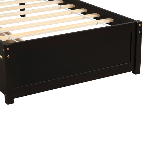 Twin Platform Storage Bed Wood Bed Frame with Two Drawers and Headboard, Espresso(Previous SKU: SF000062PAA)、、casual
