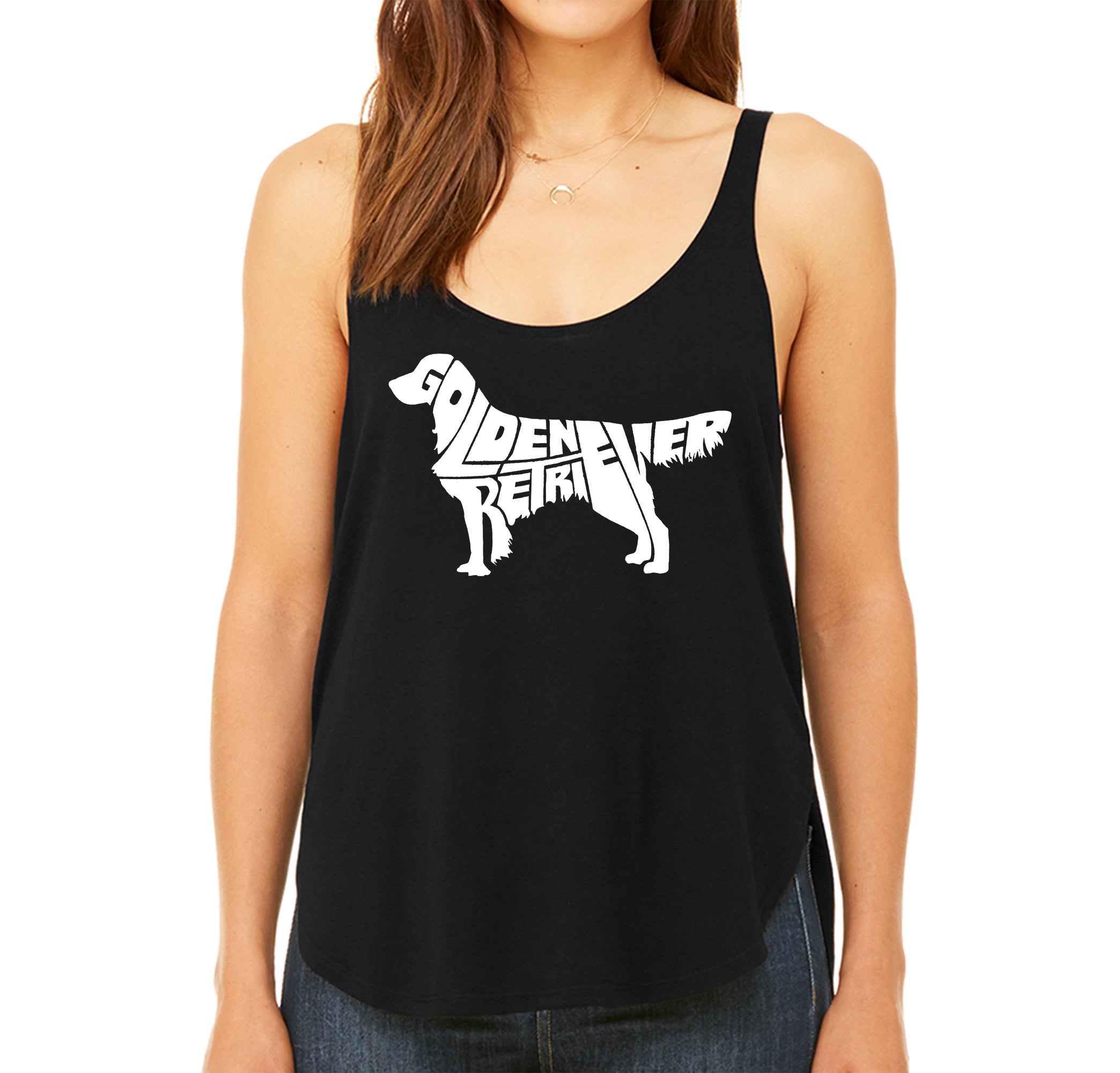 Golden Retriever - Women's Premium Word Art Flowy Tank Top、mySite、camillekostekn