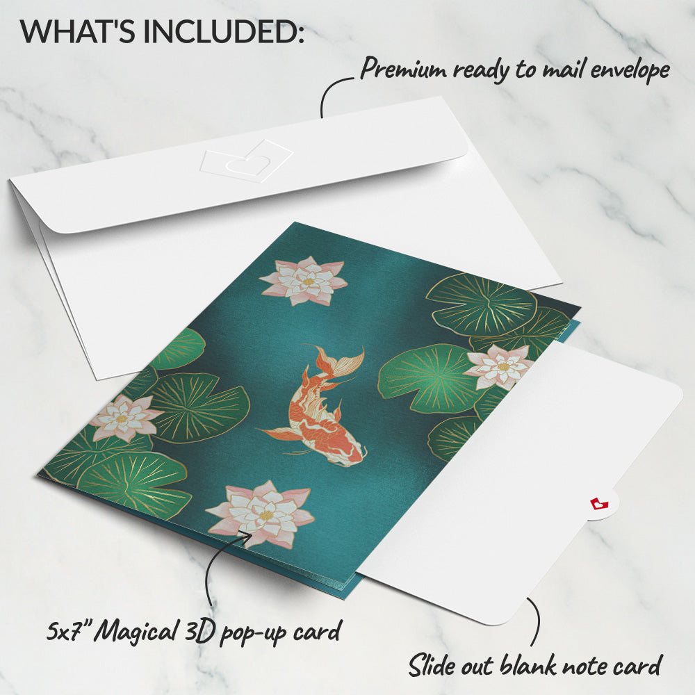 Koi Fish and Lotus Pond Pop-Up Card、mySite、solidvoid