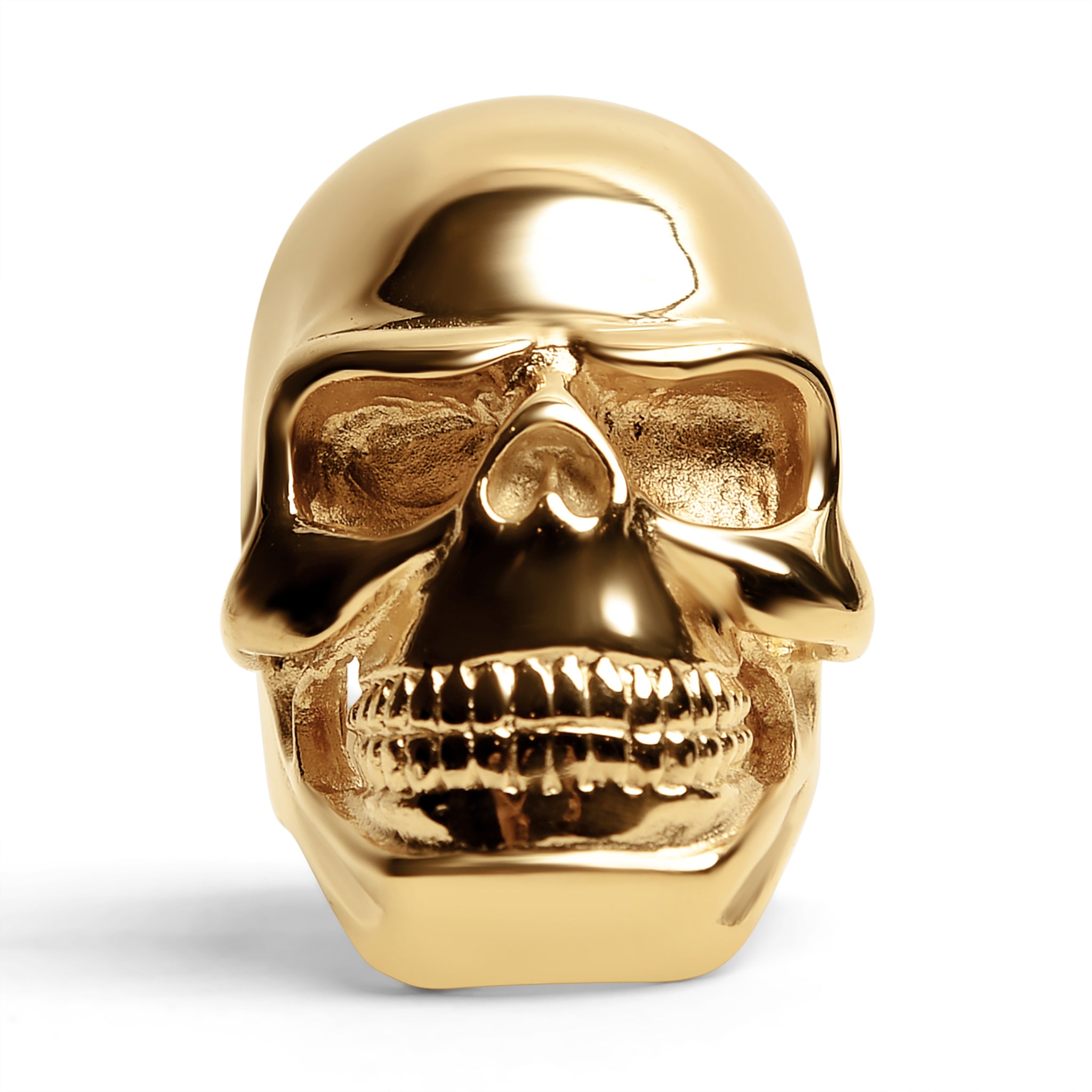 Detailed 18K Gold PVD Coated Grinning Skull Stainless Steel Ring / SCR4110、mySite、dreamappss