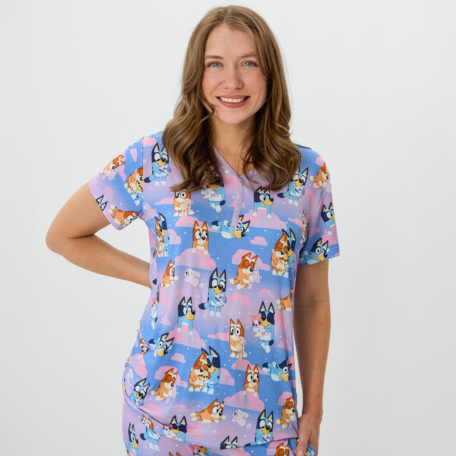 Bluey Purple Sleepytime Women's Short Sleeve Pajama Top、mySite、layawaytickets