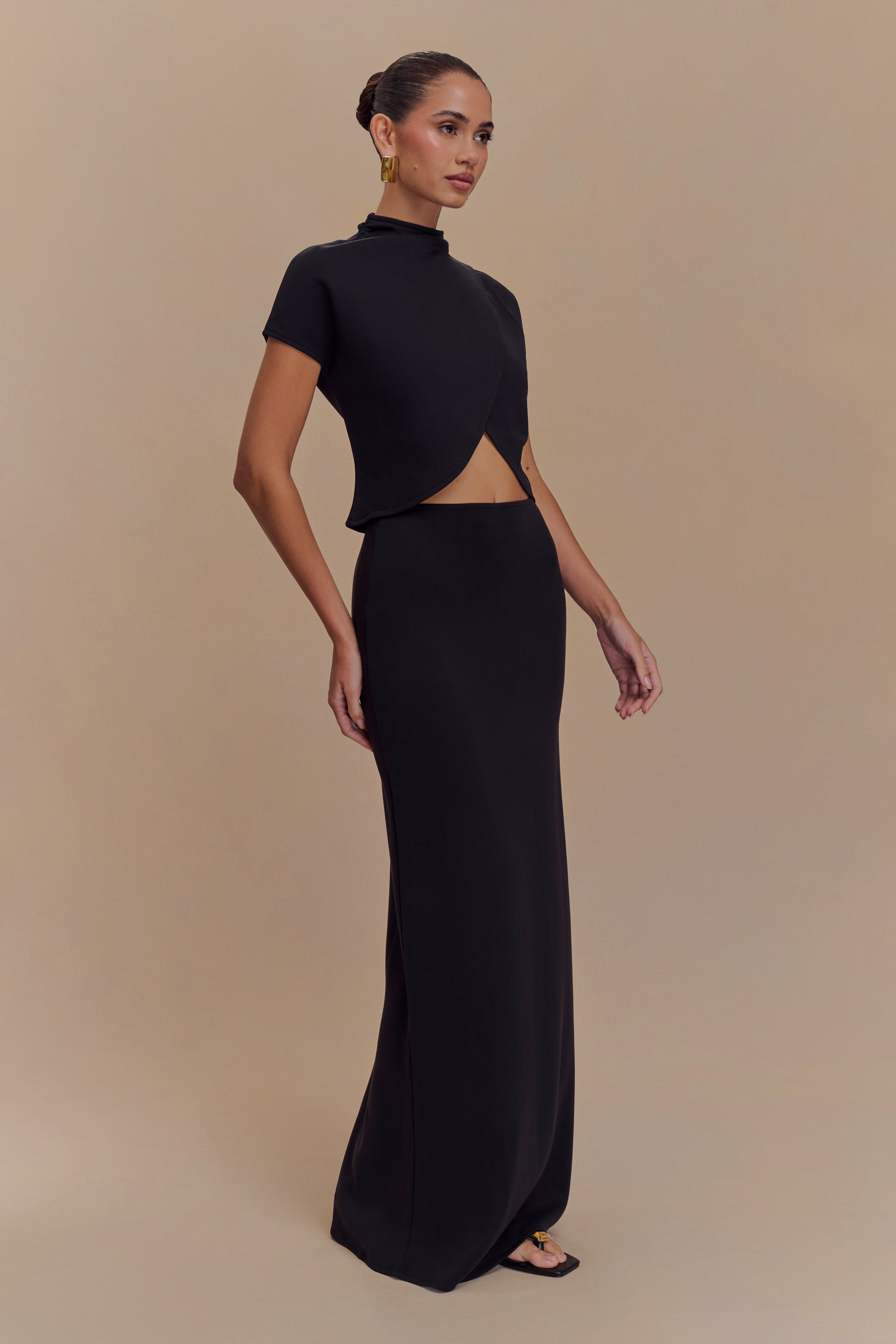 Eris Scuba Jersey Maxi Skirt - Black、mySite、solidvoid