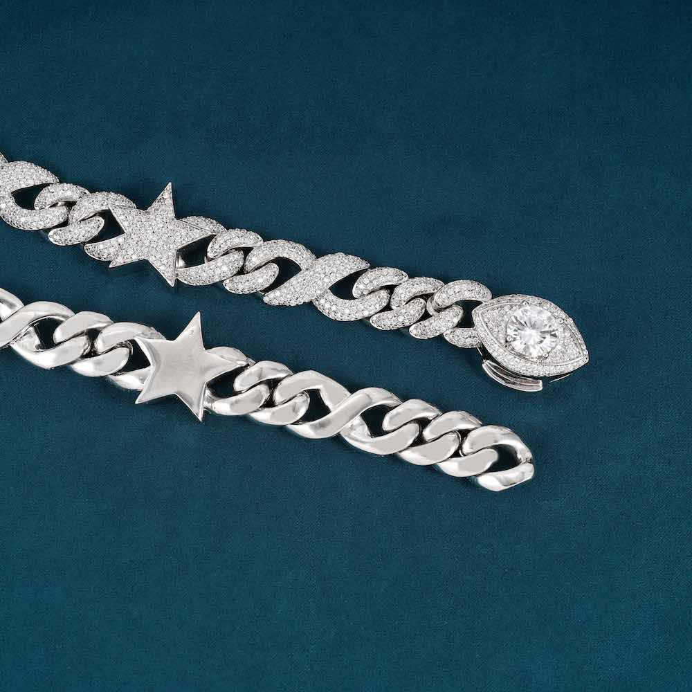 15MM Moissanite Infinity Star Link Chain 14K Gold、mySite、hinf8tx79