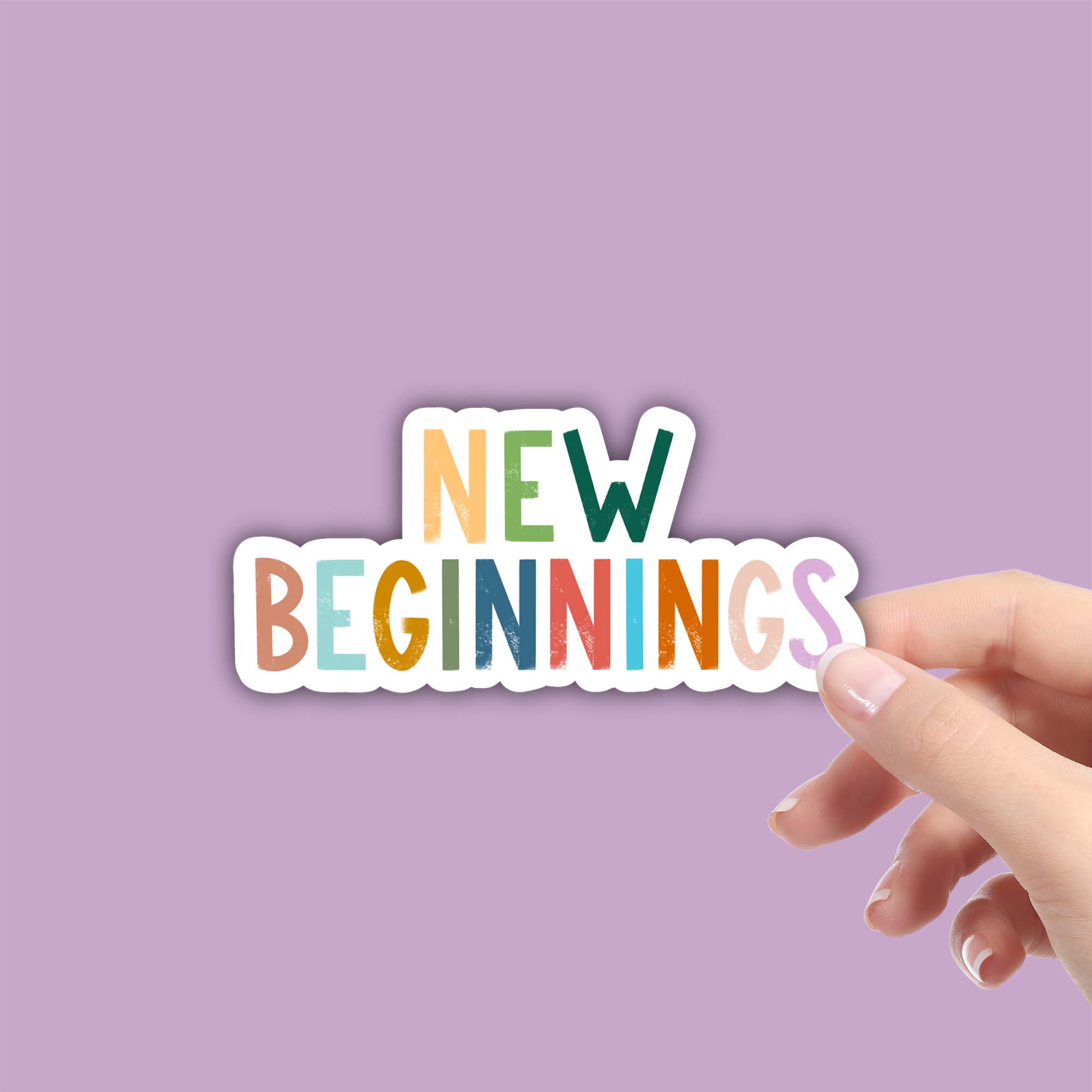  New Beginnings Positivity Lettering Sticker、mySite、ghnorth