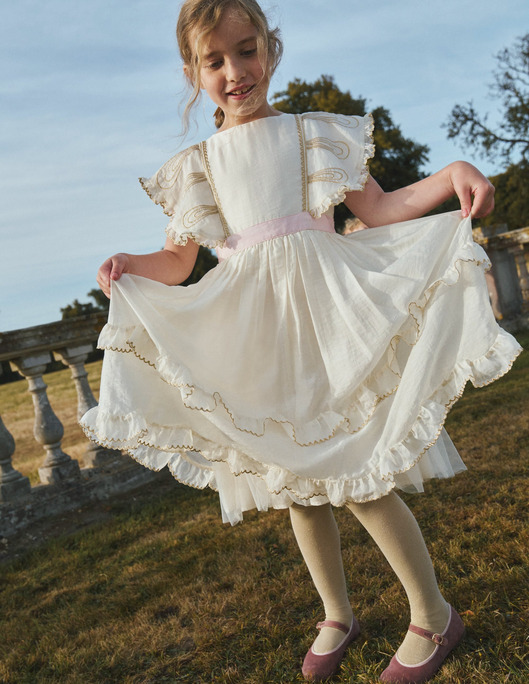  Organza Angel Ruffle Dress-Ivory、mySite、ashleygrahame