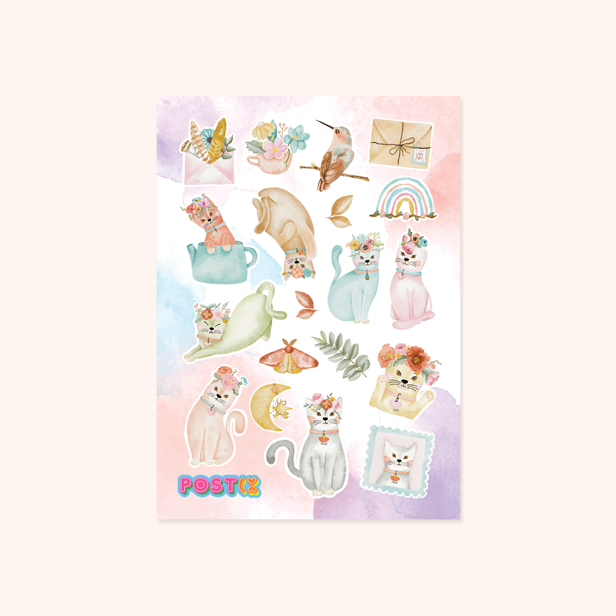  Floral Crown Cats Washi Sticker Sheet、mySite、ghnorth
