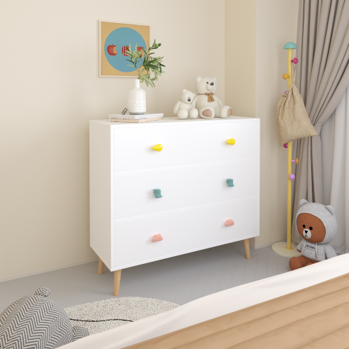 Kids 3 Drawer Dresser, Baby Nightstand for Bedroom, Storage Cabinet for Toddler Child for Living Room, Toddler Room, Nursery, Closet, Apartment (White)、、casual