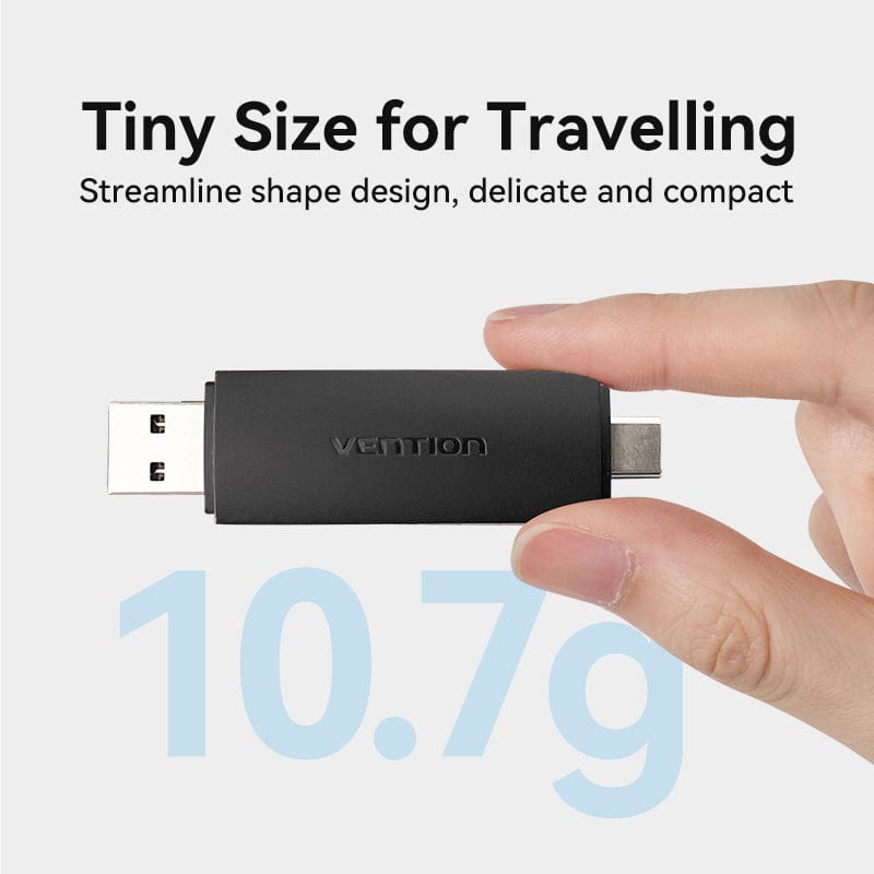 Vention 2-in-1 USB 3.0 A+C Card Reader(SD+TF) Black Dual Drive Letter、mySite、fannypackpong