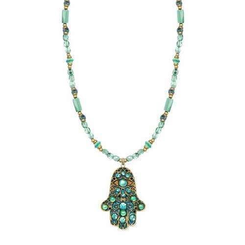Michal Golan Medium Green Hamsa Necklace、mySite、topwebapps