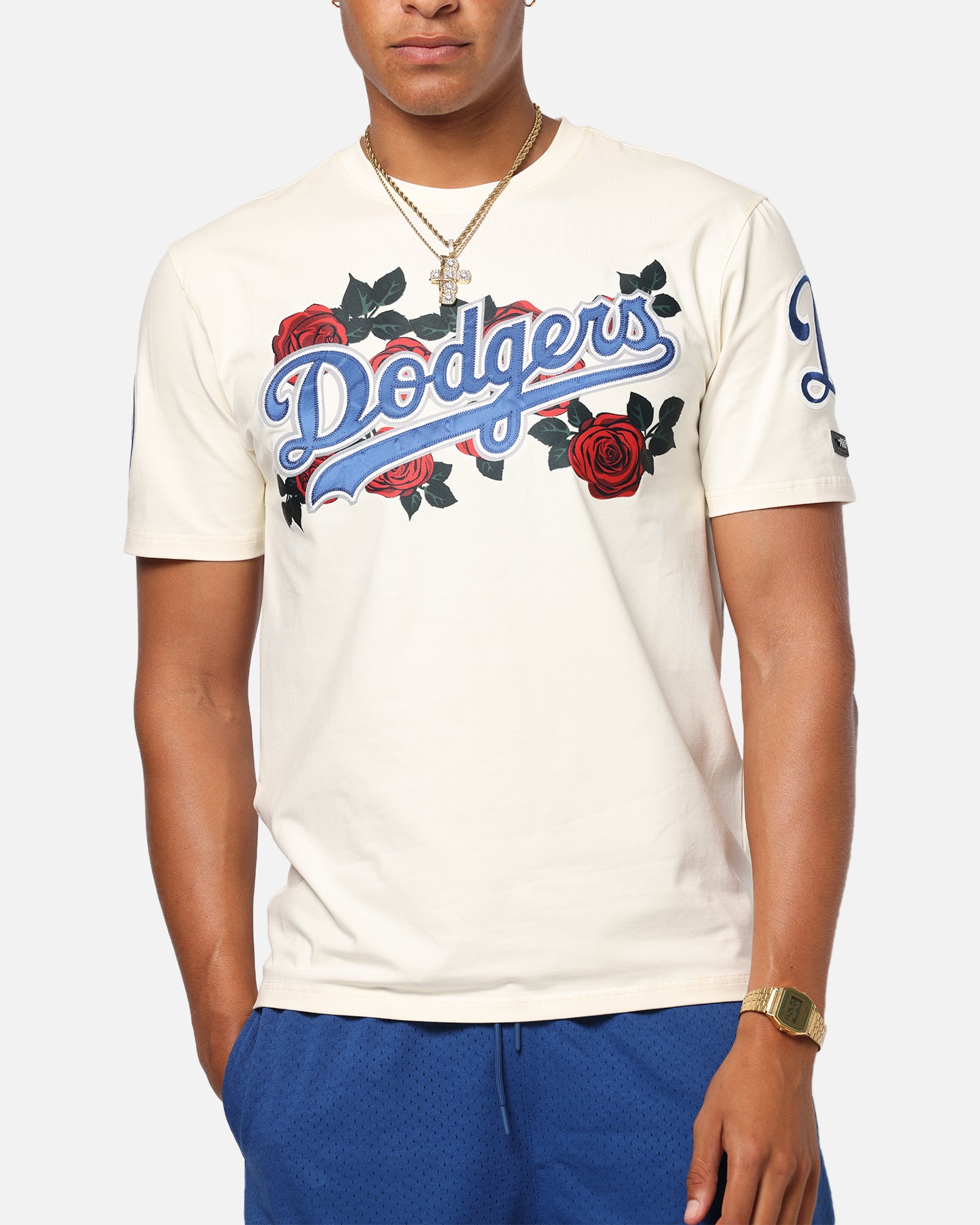 Pro Standard Los Angeles Dodgers Roses T-Shirt Eggshell、mySite、zt4zffjzw