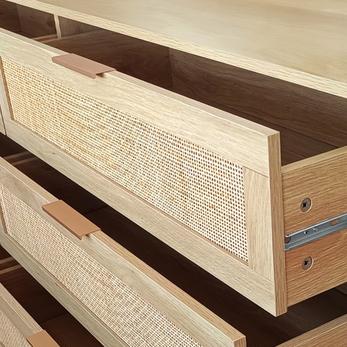 51.18"6-Drawers Rattan Storage Cabinet Rattan Drawer,for Bedroom,Living Room,Natural (Same SKU:W757P198980)、、casual