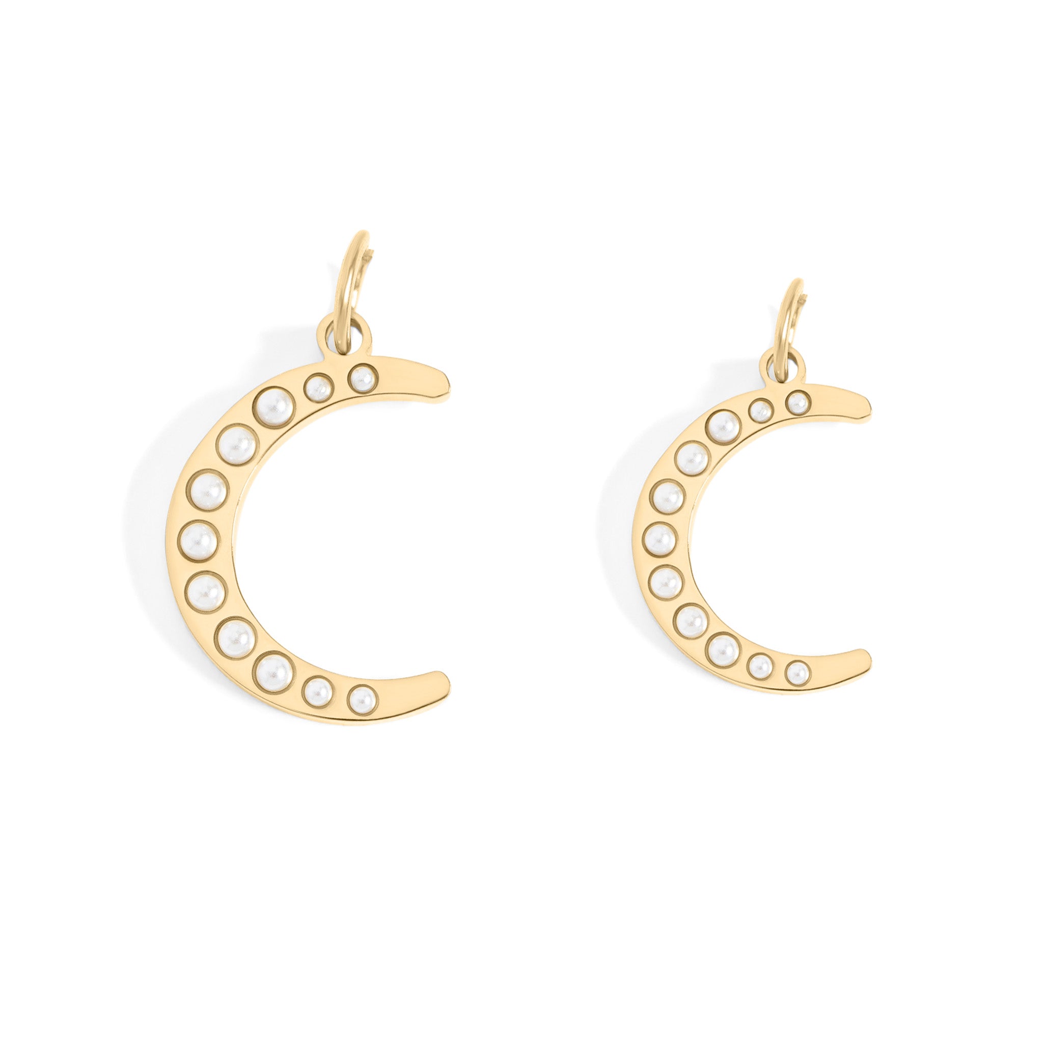 18K Gold PVD Stainless Steel Pearl Moon Charm / PDL0250、mySite、dreamappss