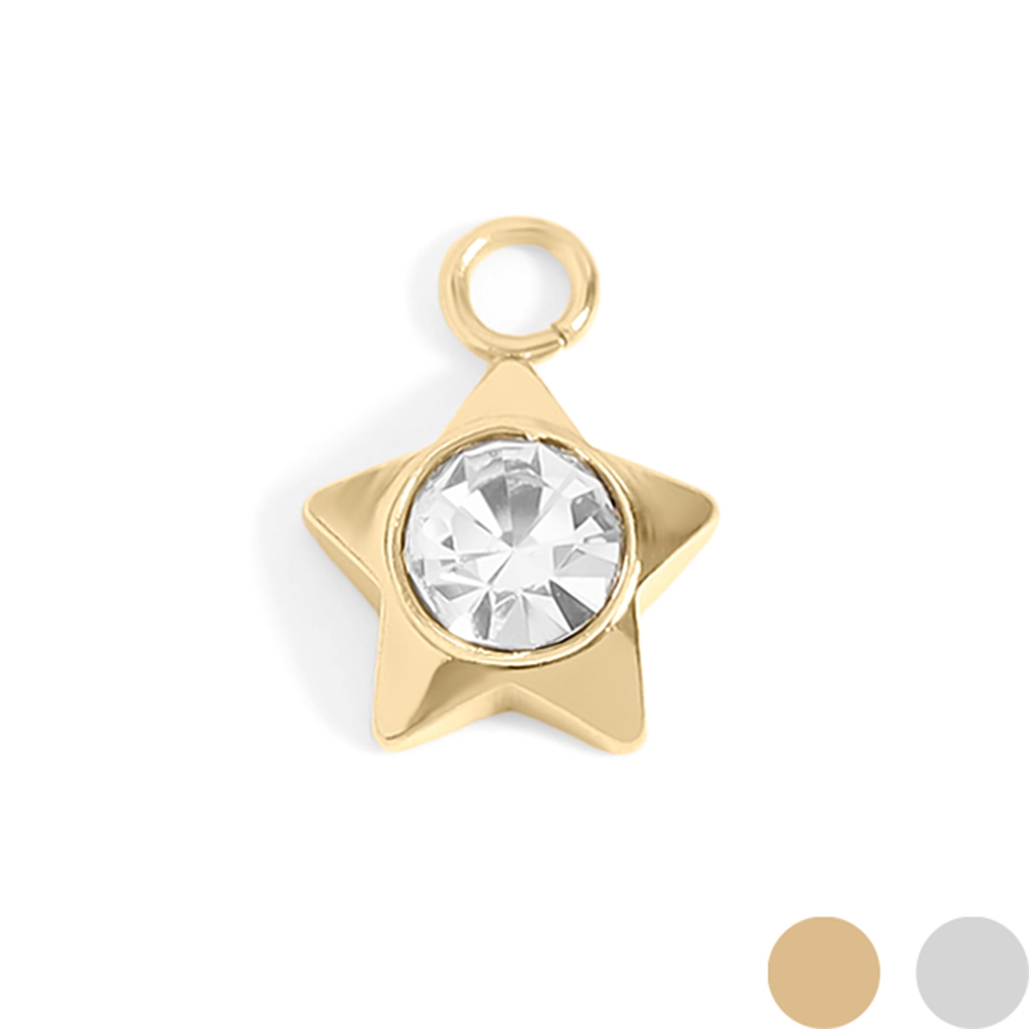 18K Gold PVD Stainless Steel Star with Cubic Zirconia Charm / PDL0112、mySite、dreamappss