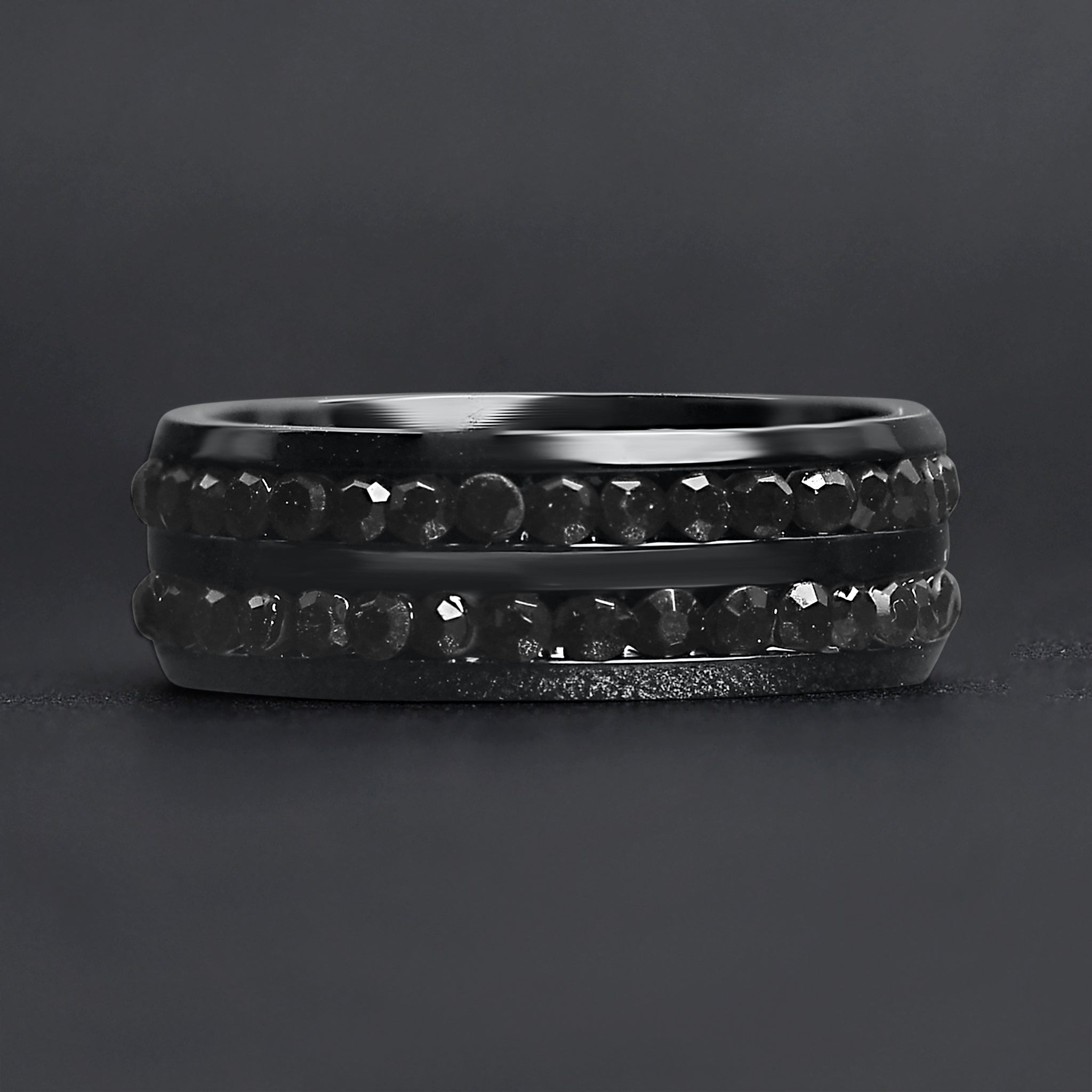 Black CZ Stones With Black Trim Stainless Steel Ring / ZRJ9010、mySite、dreamappss