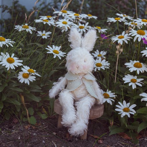 RETIRED - Hutch Studio Original - Hop Curly Top 1 - Hand-Crafted Mohair & Vintage Wool Bunny、mySite、g9winljtr