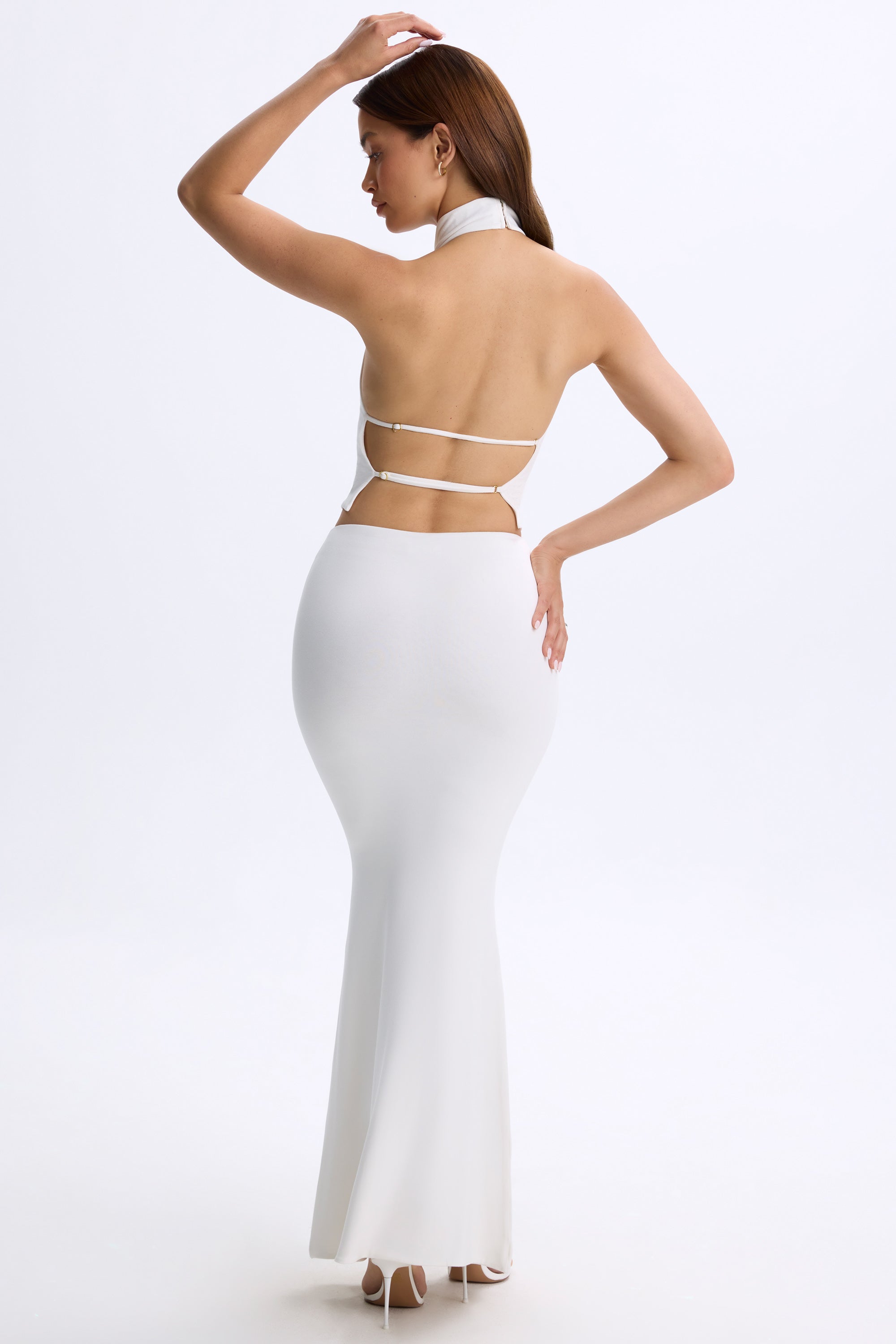 Low-Rise Maxi Skirt in White、mySite、solidvoid