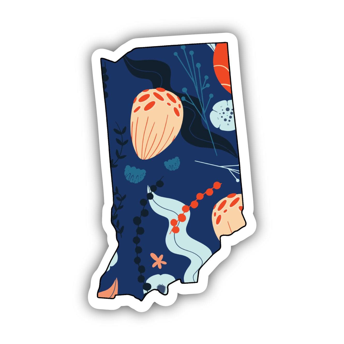 Indiana Blue Floral Abstract Sticker、mySite、ghnorth