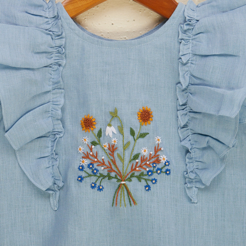 Linen Dress For Girls | Printed | Blue、mySite、camillekostekn