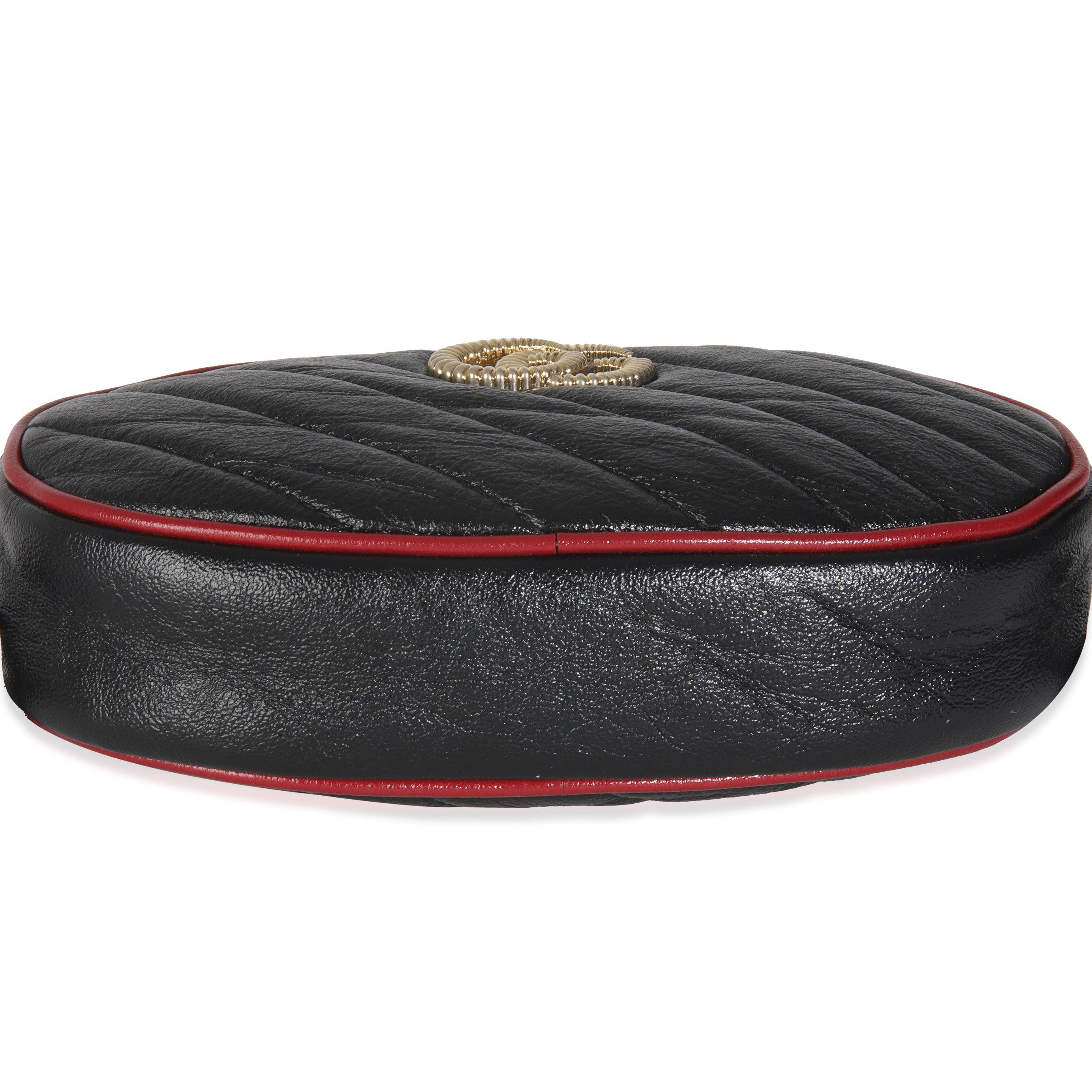 Black Azalea Calfskin Matelasse Diagonal Torchon GG Marmont Belt Bag、mySite、garagedoors4me