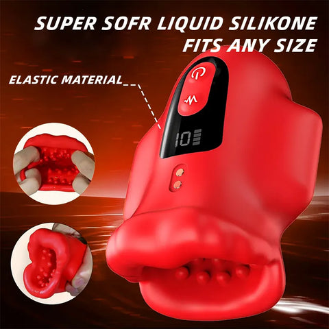 Red Lips Vibrating Oral-Style Penis Stroker