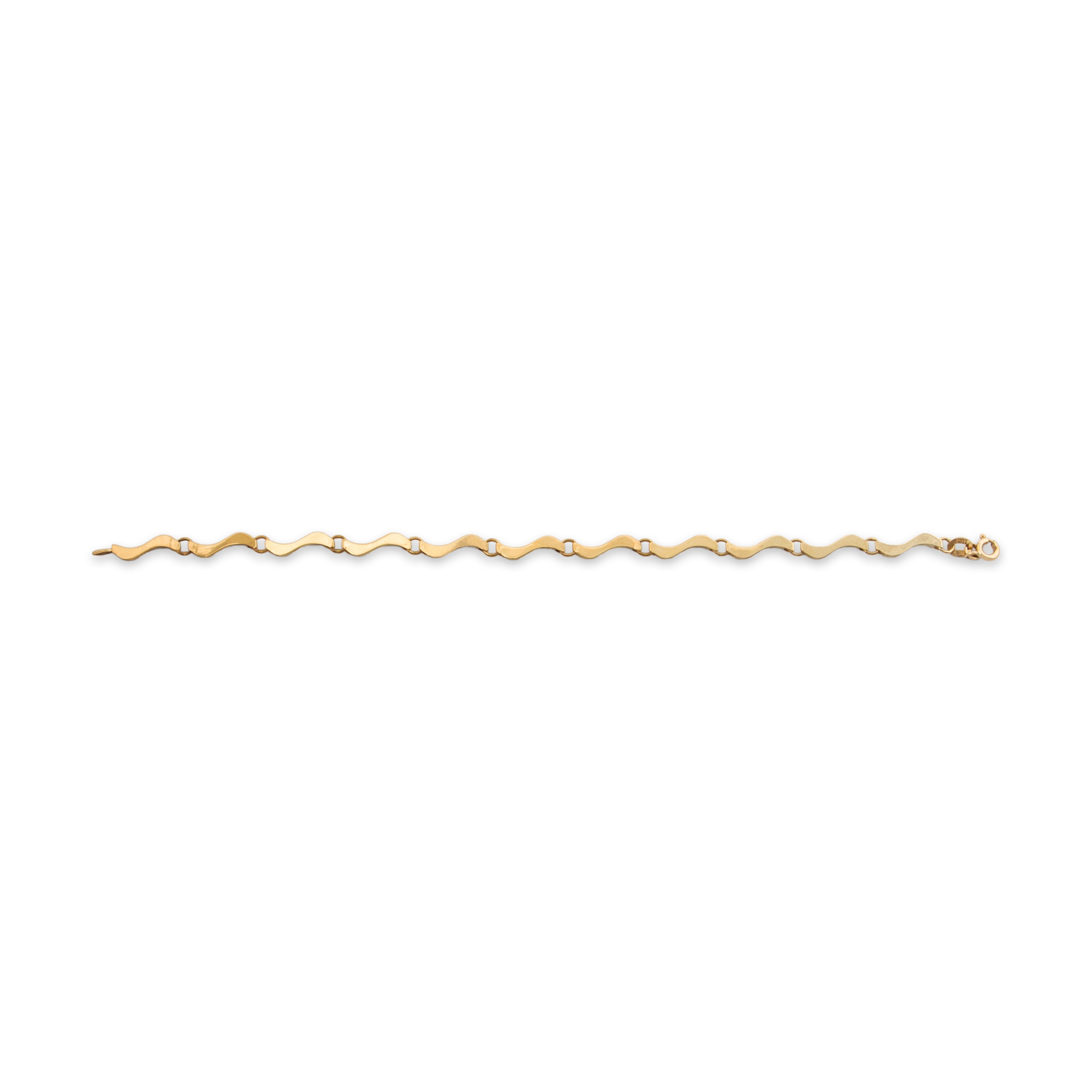 Vintage Italian 14k Yellow Gold Wavy Link Bracelet 7.25、mySite、hinf8tx79