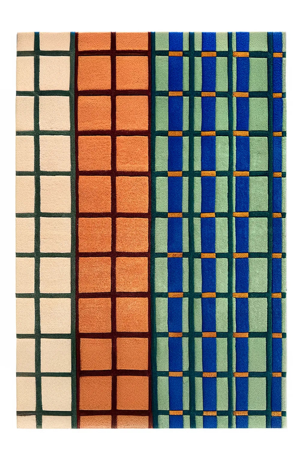 Mid-Century Multicolor Grid Tufted Wool Rug、mySite、gigharbornorthrealestate