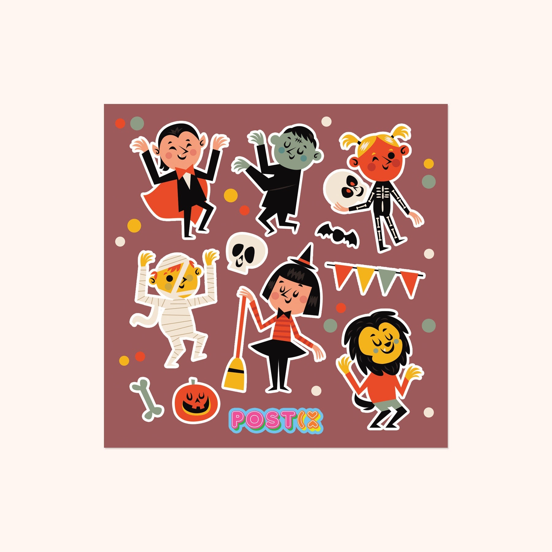  Monster Mash Party Square Sticker Sheet、mySite、ghnorth