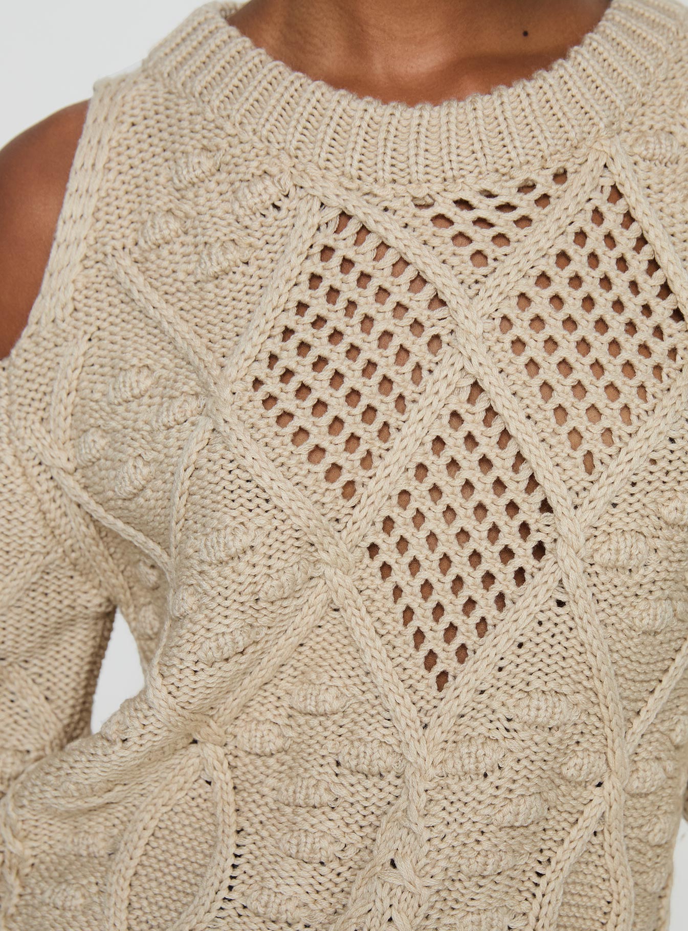 Colser Cable Knit Sweater Beige Beige、mySite、solidvoid
