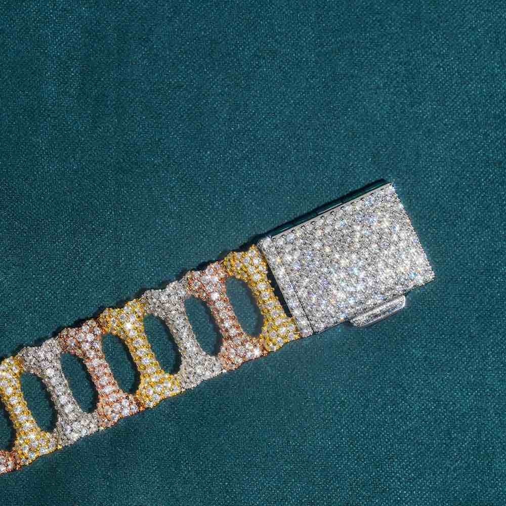 16MM Moissanite Bone Link Bracelet 14K Gold、mySite、hinf8tx79