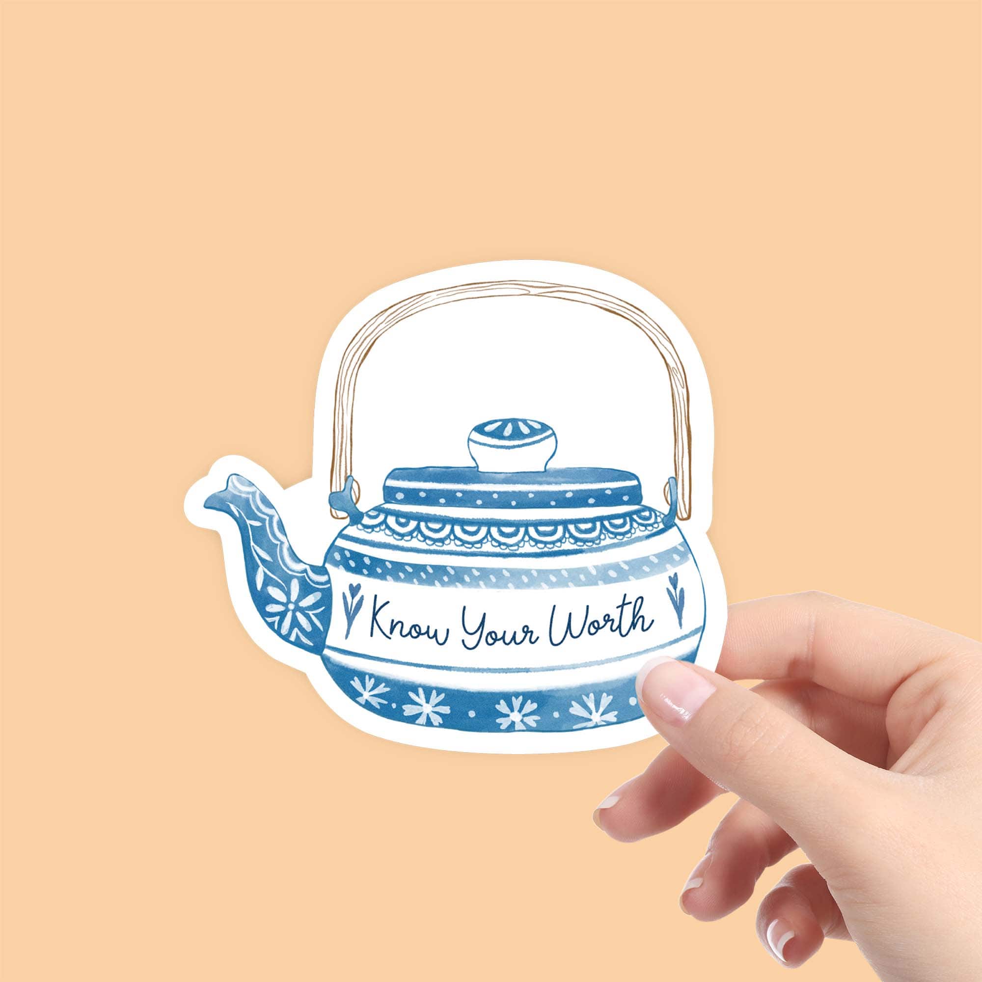  Know Your Worth Tea Pot Sticker、mySite、elrpsem3k