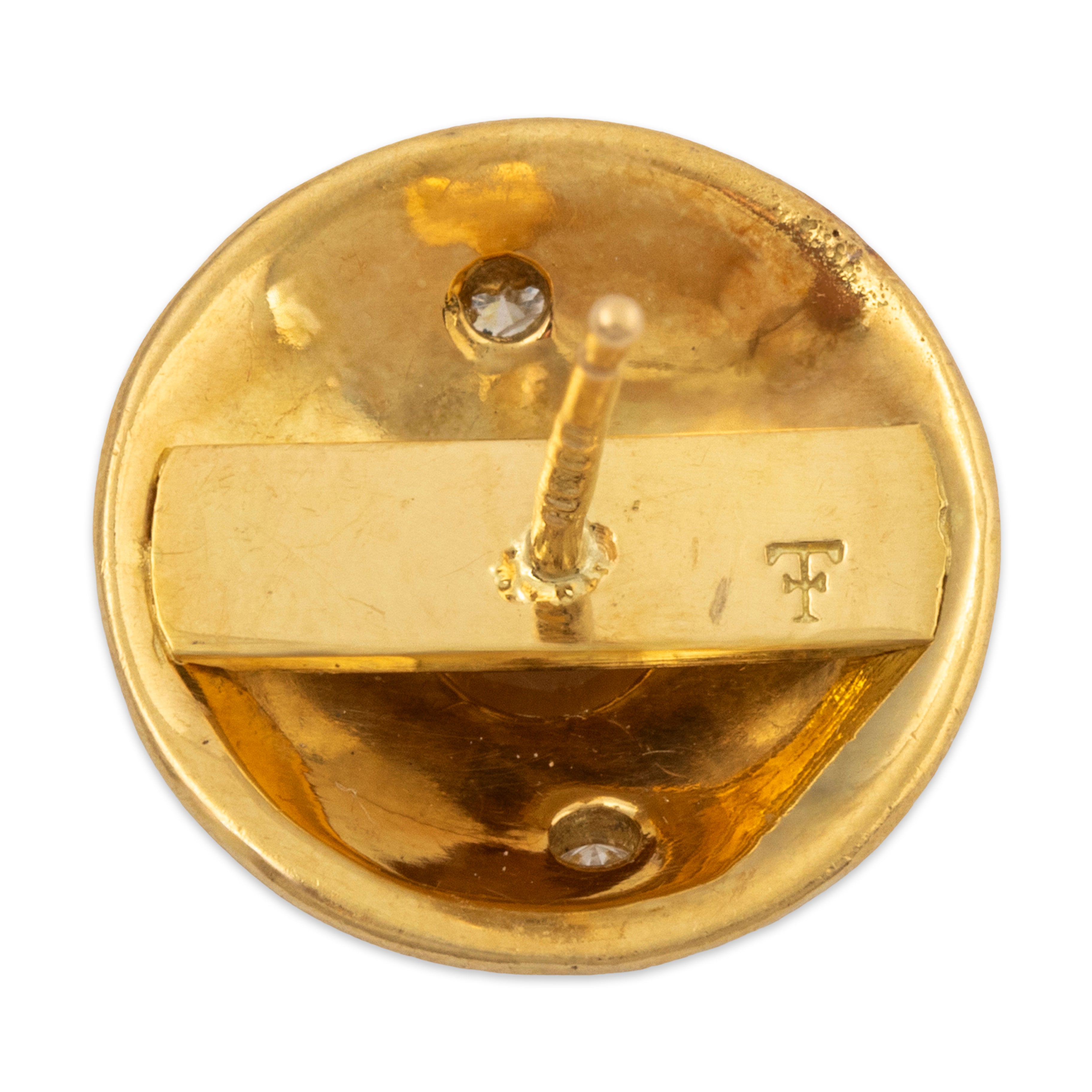 Vintage 18k Yellow Gold Citrine Diamond Stud Earrings、mySite、hinf8tx79