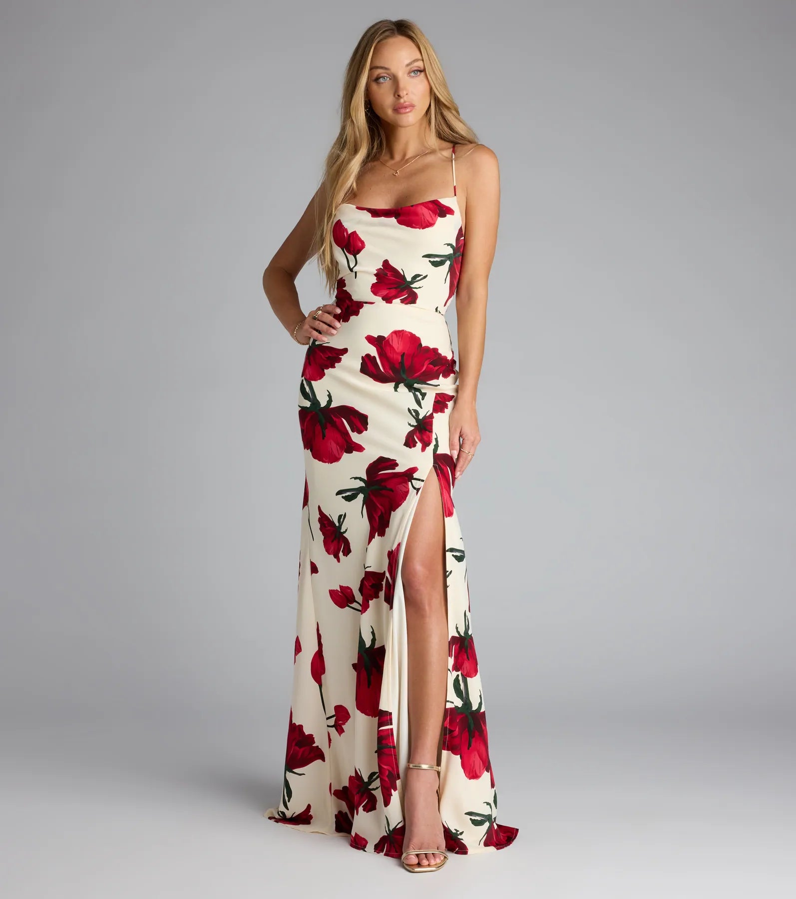  Rowyn Floral Lace-Up Mermaid Satin Formal Dress、mySite、justintrudeaud