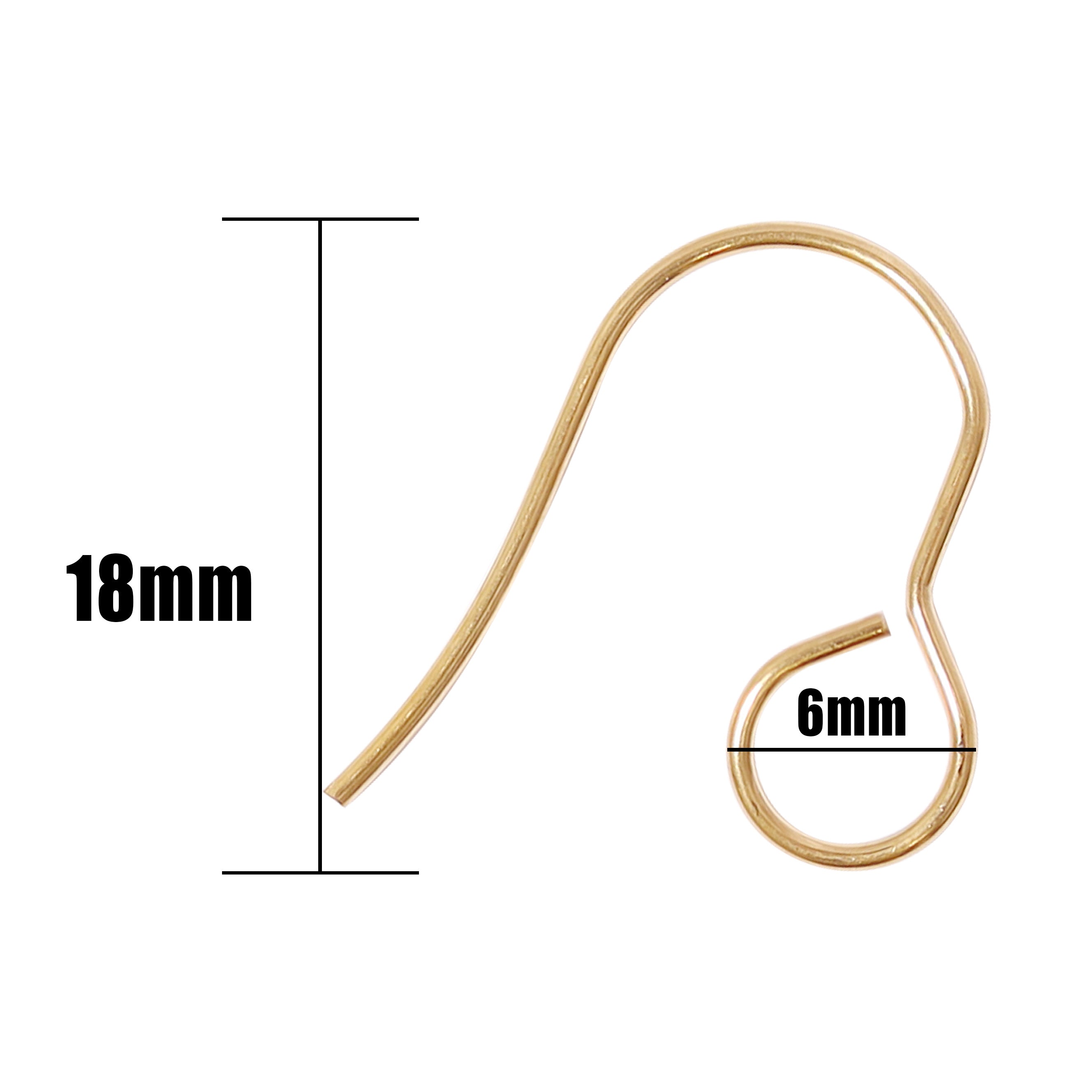20 Pc 18K Gold PVD Stainless Steel Wire Earring Hooks / ERJ0043、mySite、dreamappss