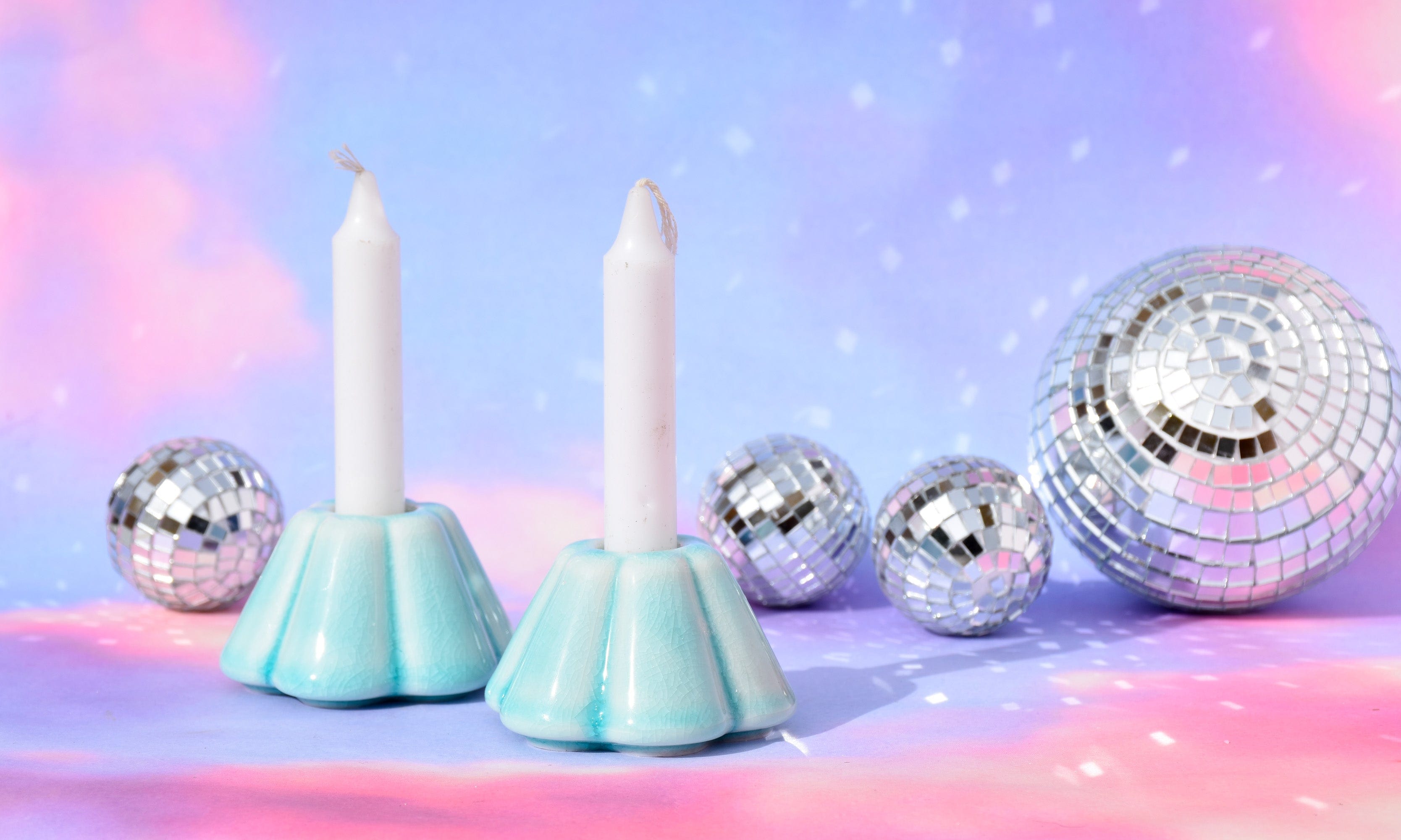 Sea Glass Flower Shabbat Candlesticks、mySite、topwebapps