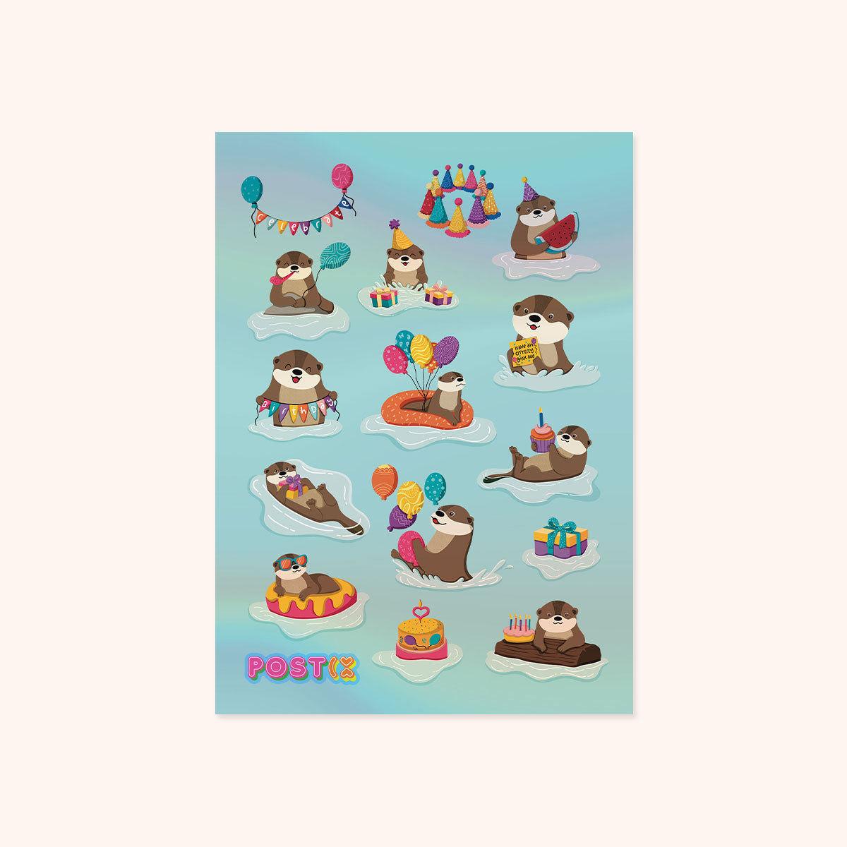  Otterly Fun Celebrations Hologram Sticker Sheet、mySite、ghnorth