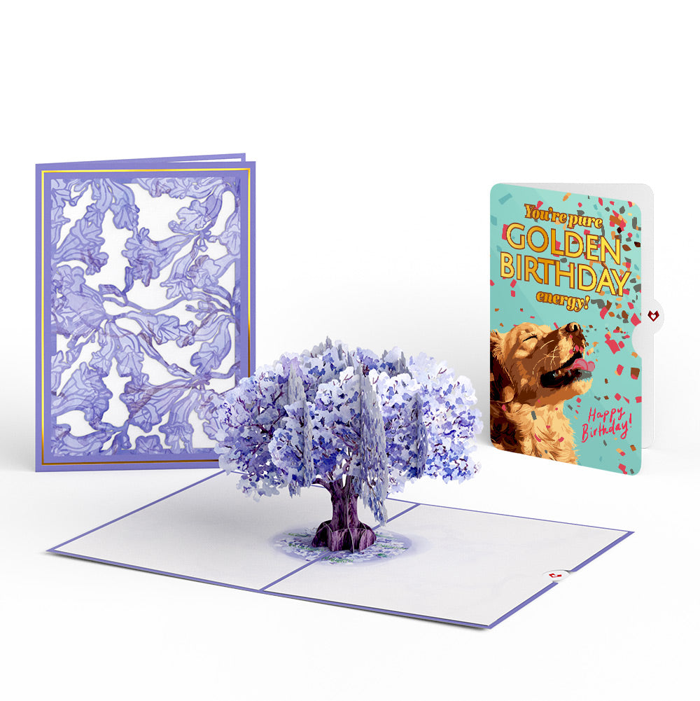 Watercolor Jacaranda Tree Birthday Pop-Up Card and Golden Energy Sentiment Set、mySite、solidvoid