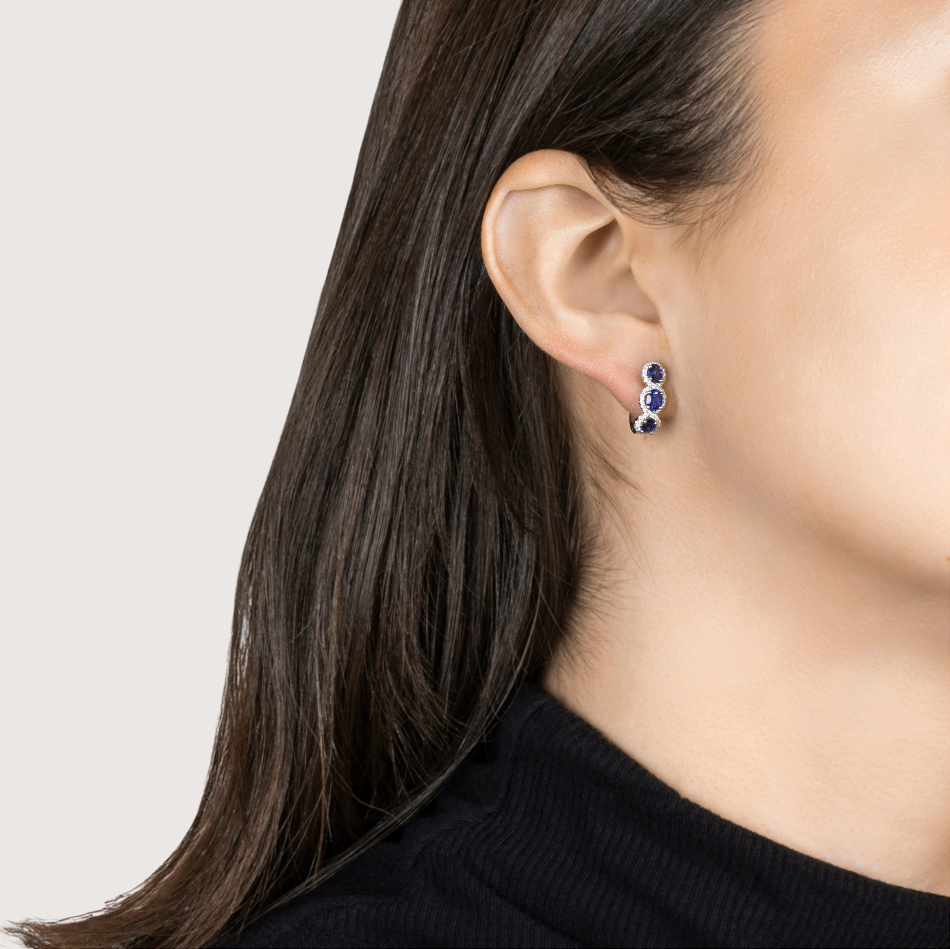 Estate 14k White Gold 1.50cttw Sapphire .2cttw Diamond Blue Trio Earrings、mySite、hinf8tx79