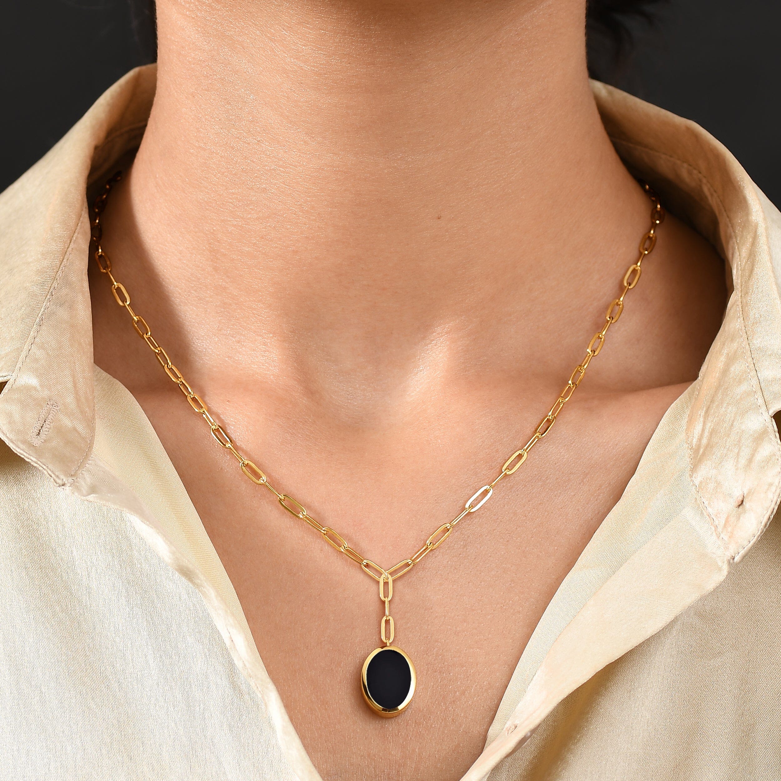 Black Onyx Widelink Necklace - Enfolded Willpower、mySite、hinf8tx79