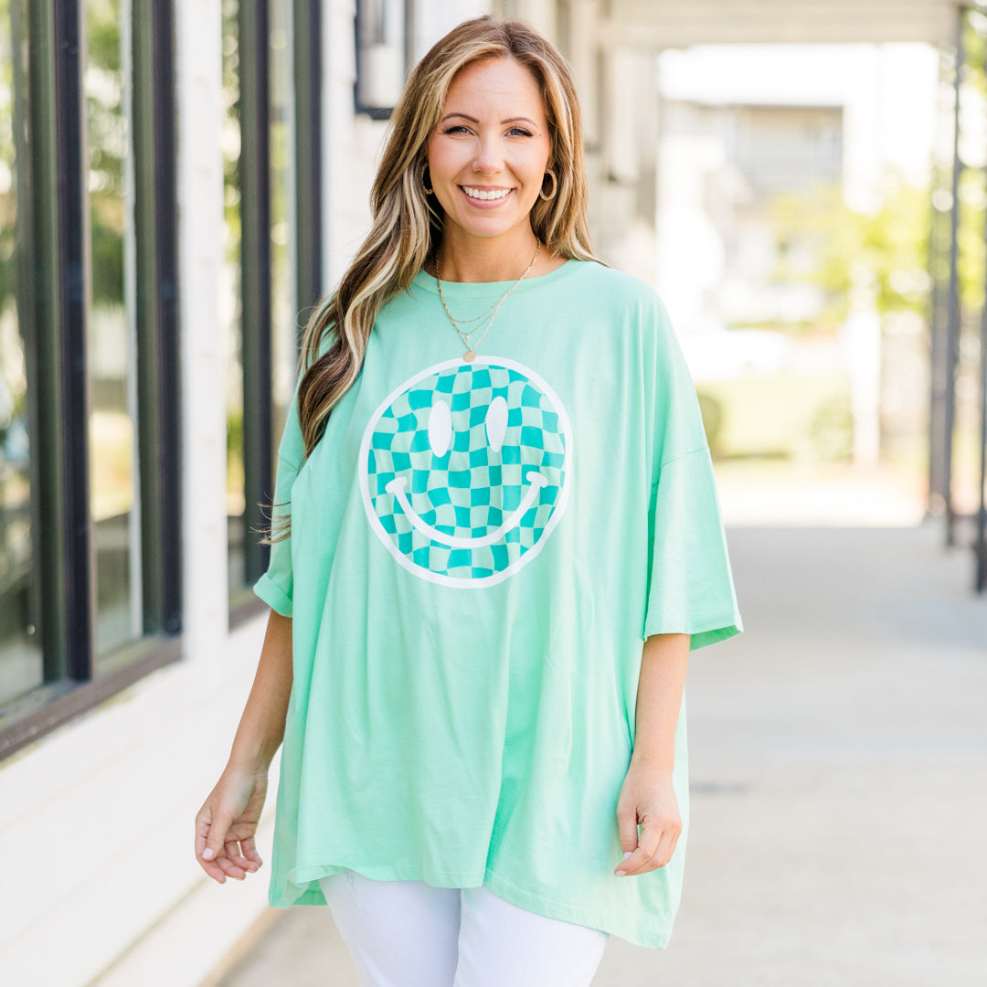  All Smiles Here Boyfriend Tee, Green Mint、mySite、justintrudeaud