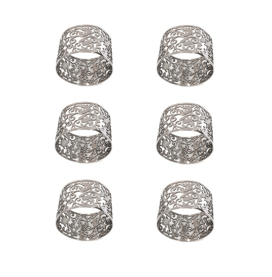 Pomegranate Napkin Rings by Yair Emanuel - Set of 6, Silver、mySite、topwebapps