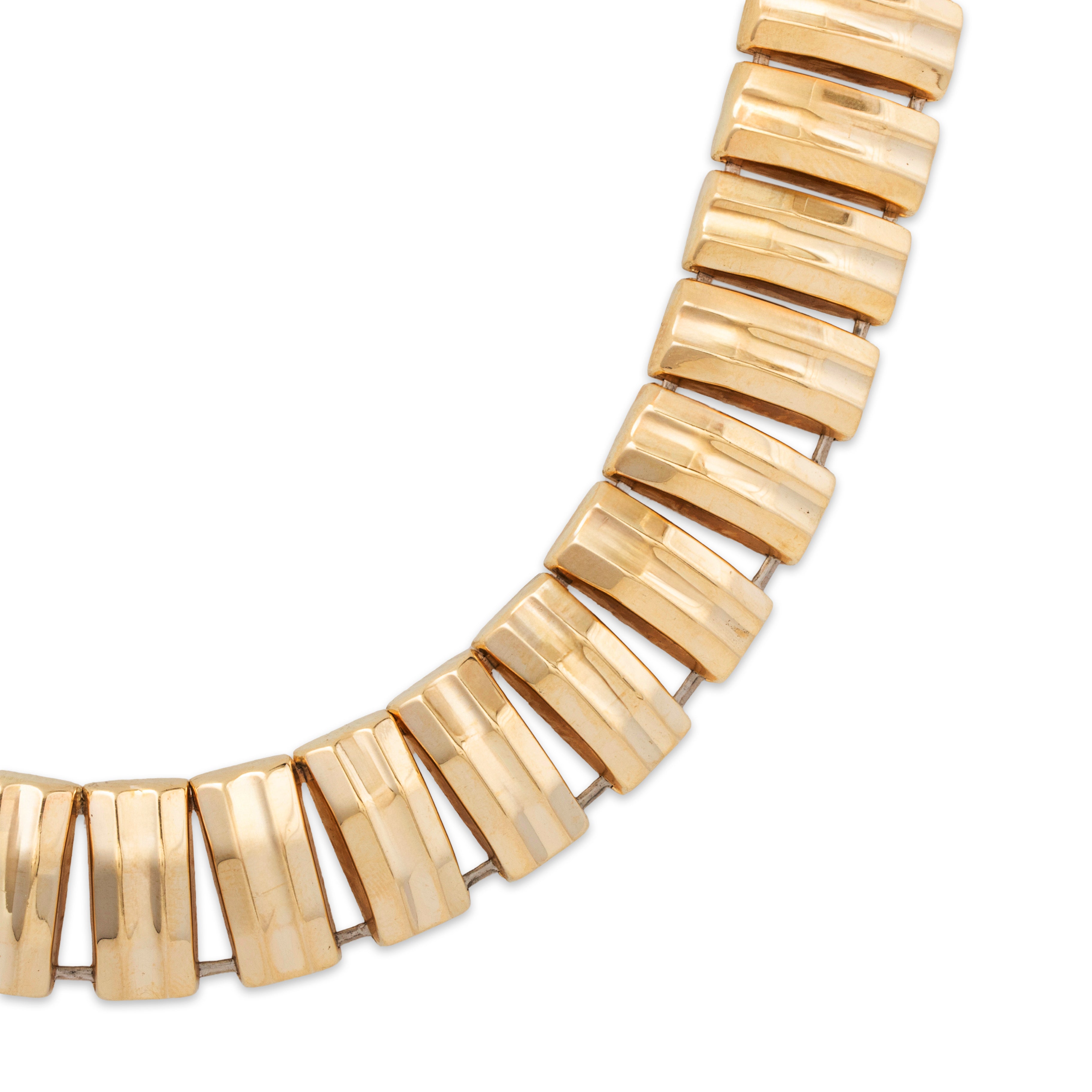 Vintage Italian 14k Yellow Gold Modernist Bold Statement Necklace 16、mySite、hinf8tx79