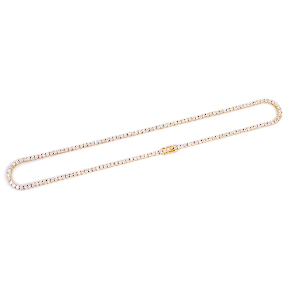 3MM Diamond Tennis Chain 14K Solid Yellow Gold、mySite、hinf8tx79