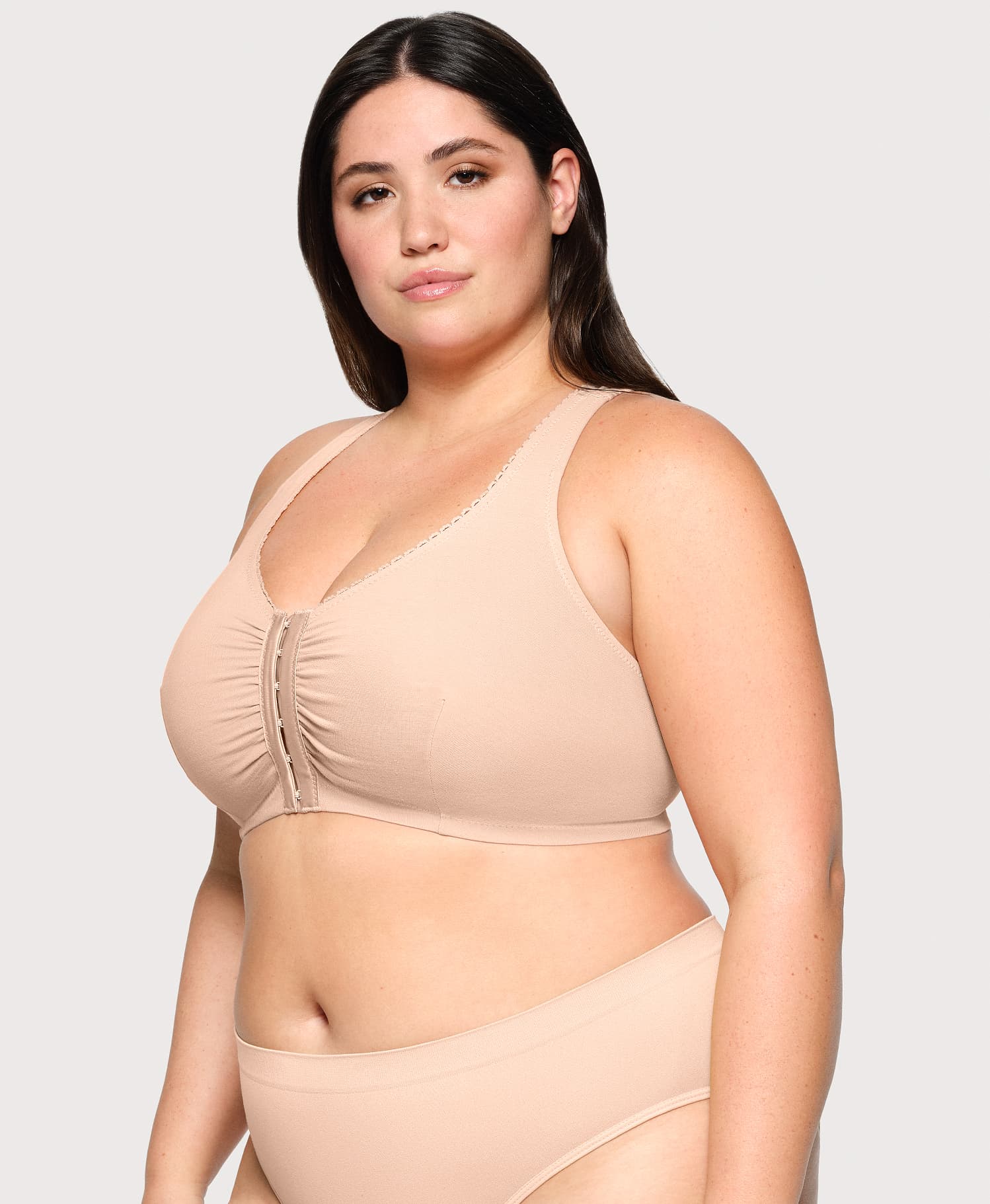  Front-Closure Cotton T-Back Comfort Bra Cafe、mySite、justintrudeaud