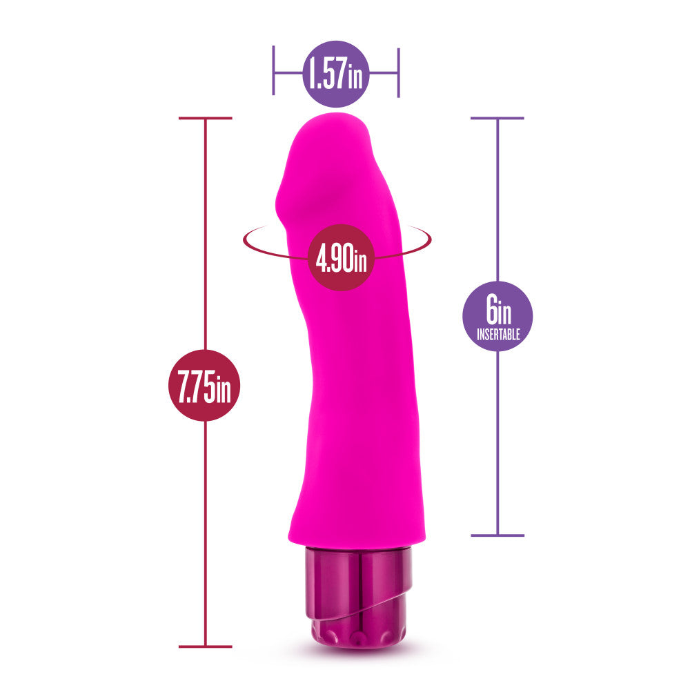 Luxe By Blush® | Marco Curved G-Spot Pink 7.75-Inch Long Vibrating Dildo、mySite、bottomscart